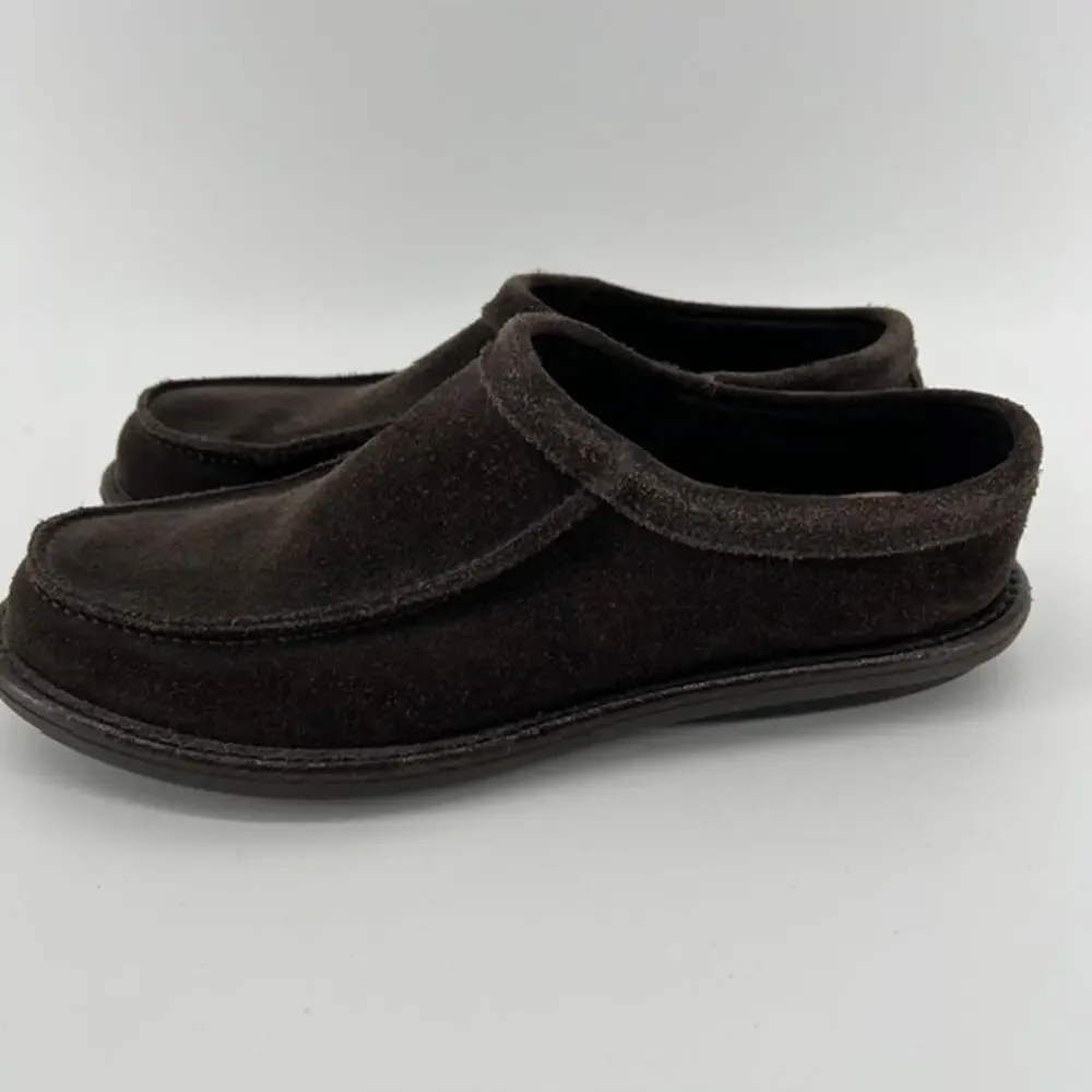 VTG J.Crew Mens Italian Suede Slip On Loafers 10 Chocolate Brown Indoor Outdoor